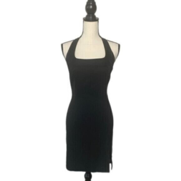 Cache Vintage Black Halter Neck Open Back Mini Dress - Picture 3 of 15
